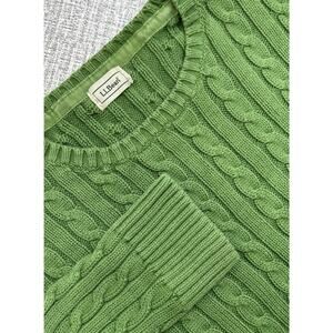 L.L. Bean Women's Green Cable Knit Sweater